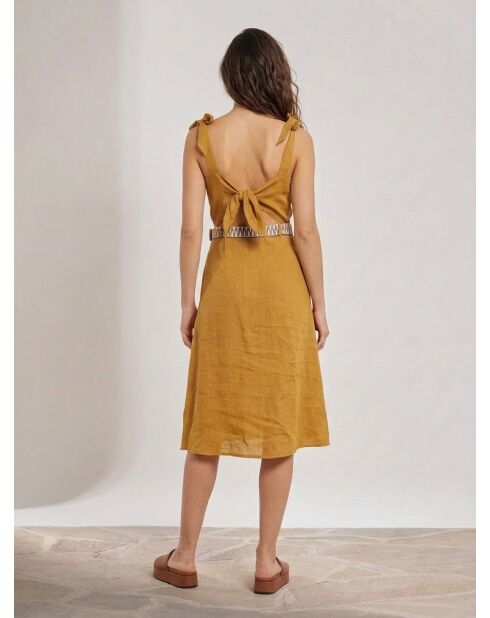 Ritchie ockerfarbenes Kleid aus 100% Leinen