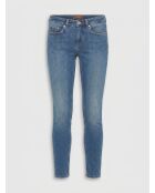 Mittelblaue Skinny-Bohème-Jeans mit hoher Taille