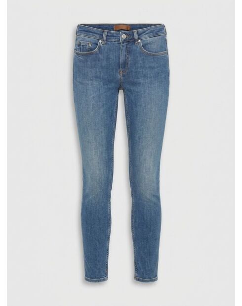 Mittelblaue Skinny-Bohème-Jeans mit hoher Taille