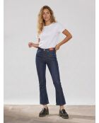 Donkerblauwe jeans met croplaars en hoge taille