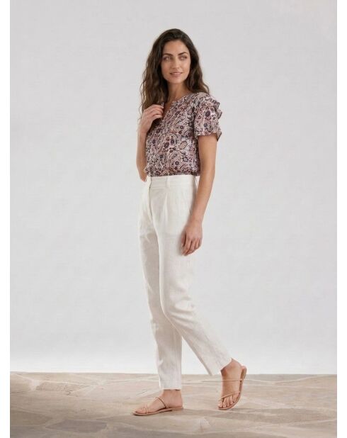 Bedruckte Bluse Lubna mitternachtsblau/rot