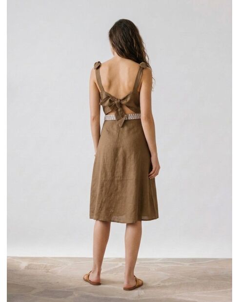 Khaki-Kleid Ritchie aus 100% Leinen