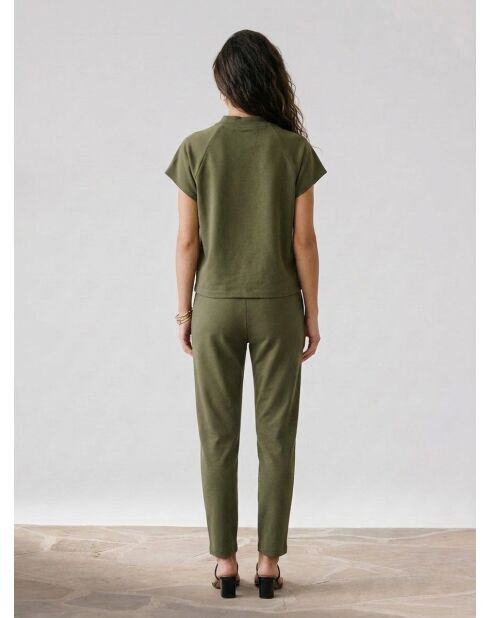 T-Shirt loose Crop kaki