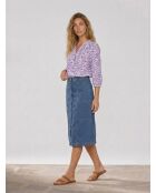 Bedrucktes Nata-Hemd in Indigo/Weiß