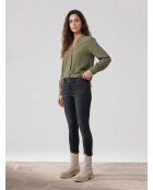 Dunkelgrauer, gewaschener, schmal geschnittener Jeggings mit mittlerer Taille
