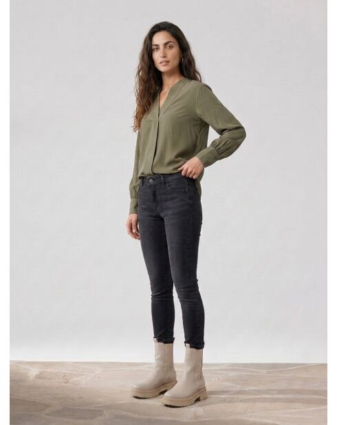 Jegging à taille mi-haute Slim Fit délavé gris foncé