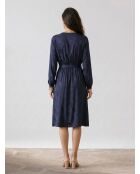 Kleid Dana mit farblich abgestimmten marineblauen Mustern