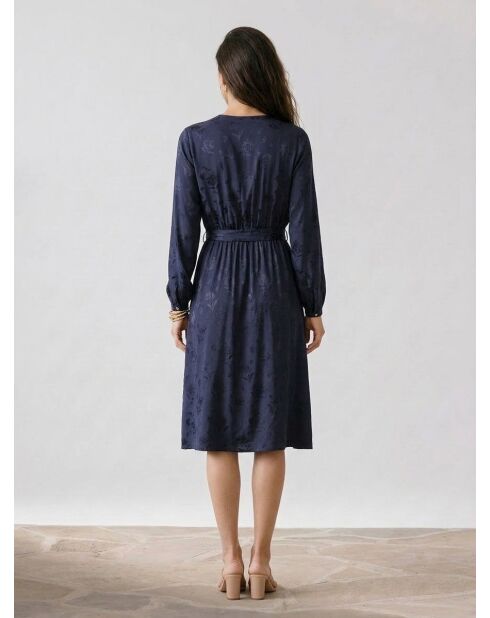 Kleid Dana mit farblich abgestimmten marineblauen Mustern