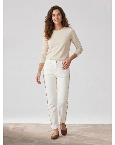 Weiße bestickte Pomme-Jeans