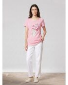T-Shirt motif en sequins rose