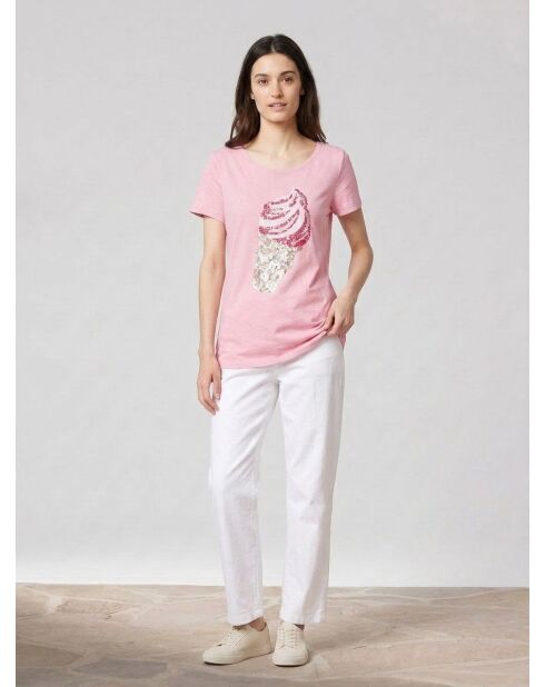 Pinkes T-Shirt mit Paillettenmuster