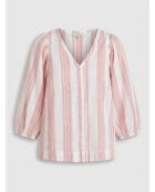 Blouse Iowa à rayures blanc/rose
