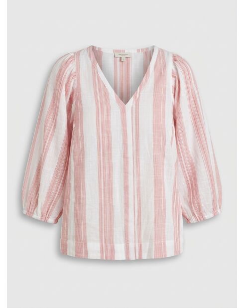 Blusa Iowa a righe bianco/rosa