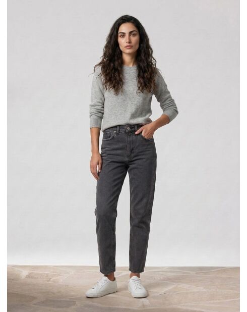 Schwarze Jeans für Mama aus gewaschenem Baumwollsegeltuch