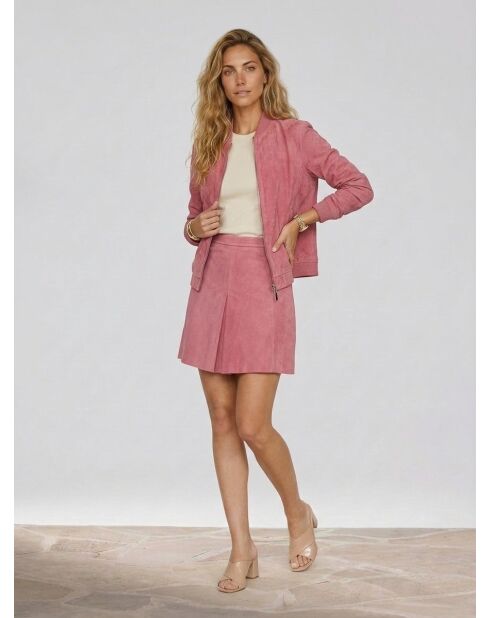 Gonna in pelle pop fucsia in velluto