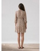 Bedrucktes kurzes Kleid Cali aus Lurex in Beige