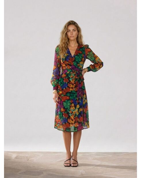 Arina veelkleurige jurk met bloemen