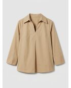 Camelfarbene Pop-Bluse