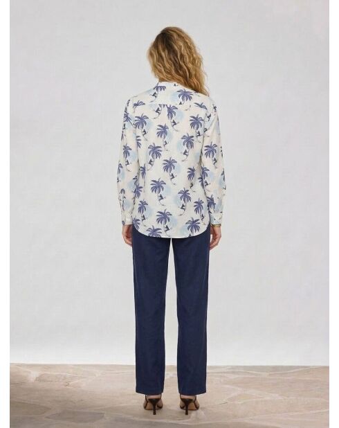 Blusa de cabina estampada azul marino y azul claro