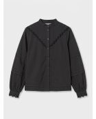 Bluse aus 100% Bio-Baumwolle mit schwarzer englischer Stickerei