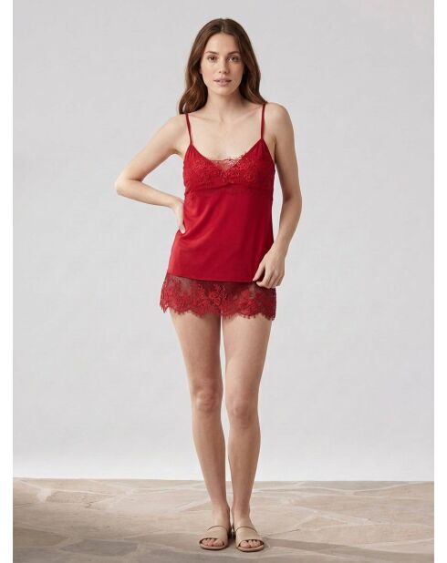 Top inserts en dentelle rouge