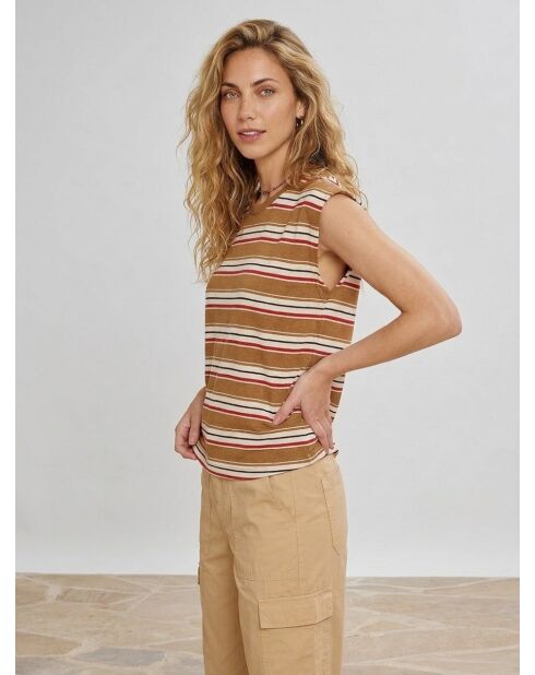 Camiseta Fanny Camel de lino y algodón