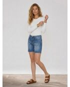 Blaue Jeansshorts, getragen für Jungen