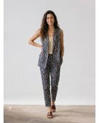 Blaue/cremefarbene bedruckte Lou Jacke