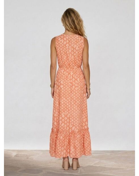 Gloria maxi-jurk met zalmprint