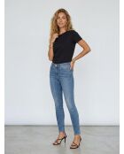 Mittelblaue Skinny-Bohème-Jeans mit hoher Taille