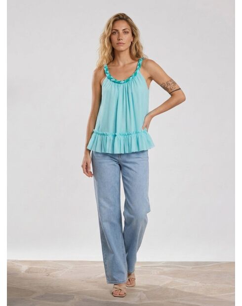 Wassergrünes Crinkle Top