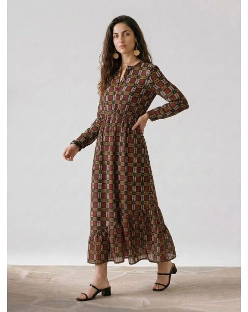 Burgunderfarbenes Kleid Marcia aus Seidenmix