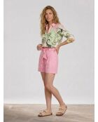 Roze korte broek van 100% linnen