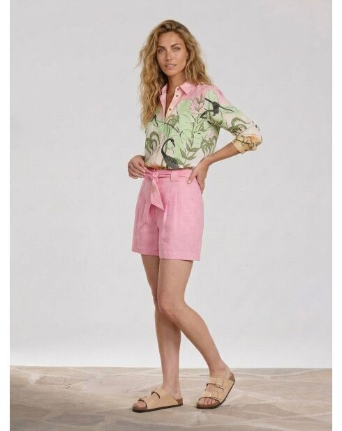 Roze korte broek van 100% linnen