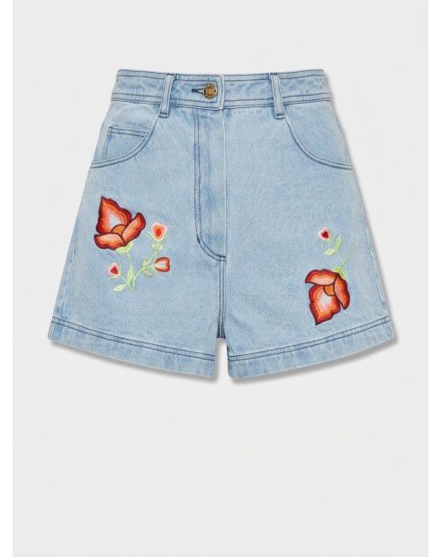 Short brodé Amerinjean bleu