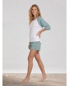 T-Shirt 100% Lin Tekla eucalyptus/blanc