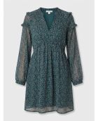 Odette tannengrünes bedrucktes Kleid