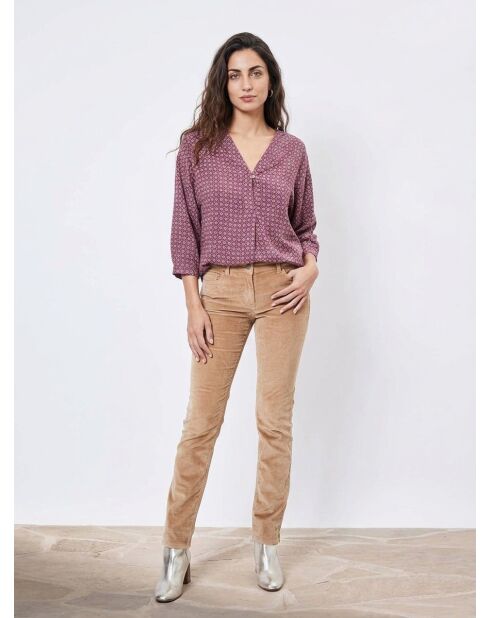 Rood/veelkleurige blouse met geometrisch patroon