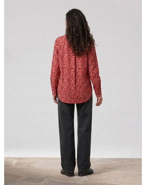 Oversize-Hemd aus Biobaumwollmischung mit rotem Aufdruck
