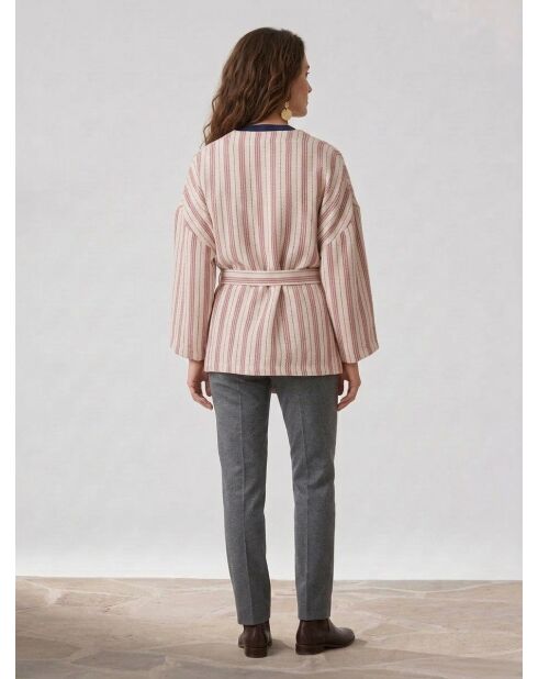 Chaqueta Verve rojo/beige 100% lino