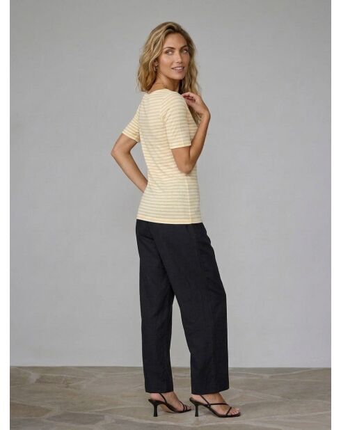 T-shirt a righe gialle/bianche