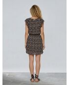 Grau/orangefarbenes Java-Kleid mit Wellenmuster