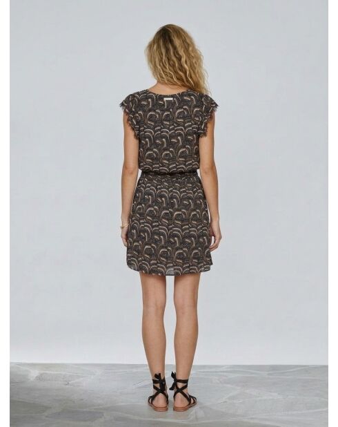 Vestido Java con estampado ondulado gris/naranja
