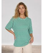 T-Shirt 100% Lin Rayé vert/blanc