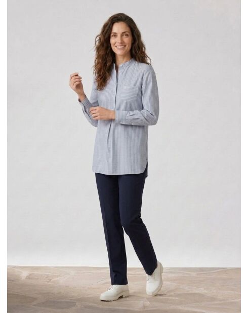 Middengrijs gestreept lang shirt
