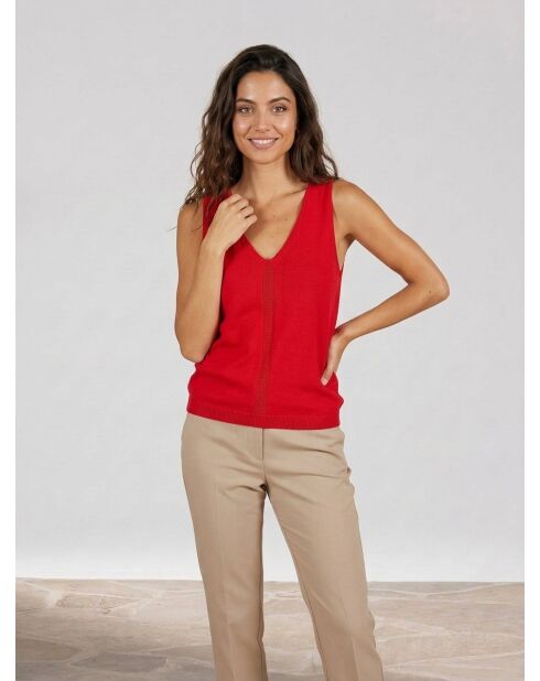 Top Juliette in cotone e cashmere con spalline sottili in ribes