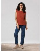 T-shirt con spalline in cotone biologico arancione mattone