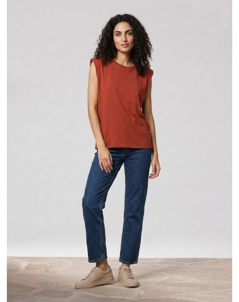Camiseta con hombrera de algodón orgánico naranja ladrillo