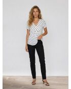 Top Turquesa à pois blanc
