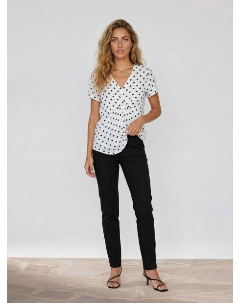 Top de lunares blanco turquesa